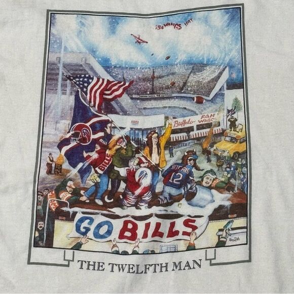 Vintage 90s Buffalo Bills Tom Irish Twelfth Man Shirt NFL Football Men’s Large - Picture 4 of 4